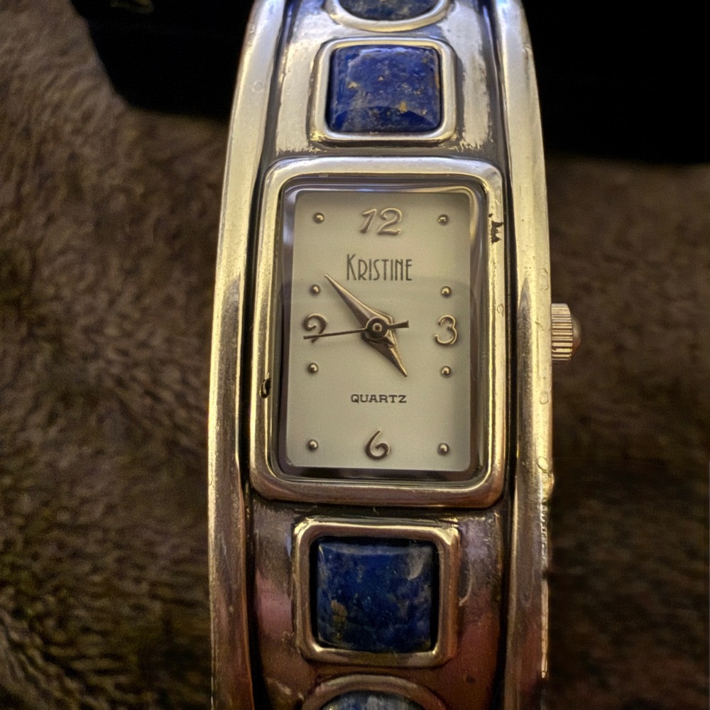 Women's Silver and Blue Quartz Bracelet Watch